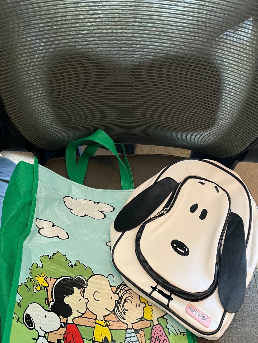 Snoopy backpack and tote